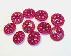 Vintage Button Packs - 10 Hand Painted Red Glass Shank Buttons