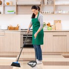 Reewii Broom And Dustpan Set    long Handle With Upright Standing Blue