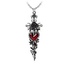 Alchemy Gothic Cross Of The Dark Kiss 4  Pendant Rose Heart Dagger Necklace P975