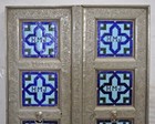 Antique Wooden Whte Metal Wall D  cor Window Panels Pair Original Hand Crafted