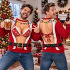 Santa Claus Ugly Christmas Sweatshirt  Funny 3d Fake Body Santa Sweatshirts