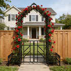 80x97  Metal Garden Arch With Gate Planter Climbing Plants Support Rose Arch