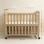 Solid Wood Bedside Bassinet Portable Mini Crib 3 Heights Mattress Shelf Newborns