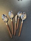 Mid Century Danish Modern Ekco Eterna Faux Wood Handle Ss Flatware  70 Pieces 