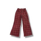 Vintage 1970s Kids Red Tartan Plaid Corduroy Pants Elastic Waist Size 6