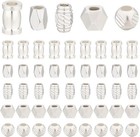 50pcs 5 Styles 925 Sterling Silver Plated Spacer Beads  4 6mm Brass Loose Bea   