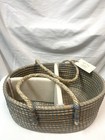 Bebe Bask Woven Seagrass Baby Diaper Caddy Organizer Nursery Basket Blue L Nwt
