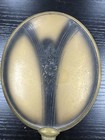 Vtg Vanity Set Hand Mirror And Brush Brasstone With Flower Design