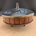 Vintage Israel Brass Enamel Wood Trinket Box Hookah Smoker Mid Century Judaica