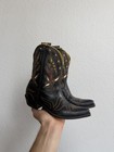 Vintage Nos 1950s Acme Kids Black Leather Butterfly Inlay Cowboy Boots Size 2d