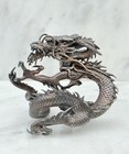 Antique Japanese Silver Dragon Samurai Sculpture  Meiji Period  Signed Koreyoshi