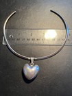 Vintage 1980 s Mexico Tr-68 Sterling Silver Choker Necklace Heart Pendant 925