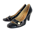 Vintage 1990s Black Patent Leather Heels 7 5 Sofft Shoes Slip On Dress Pumps
