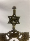 Antique Solid Brass European Lion Crown With Star Of David Menorah Chanukah Vtg