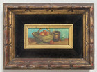 Vintage Original Miniature Oil Painting Impressionist Still Life Fruit -signed