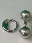 Tiffany   Co  925 Sterling Silver Baby Rattle Set Moon   Dumbbell Vintage