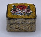 Vintage 1950s Italian Silver Plated Brass Millefiori Mini Mosaic Pill  Box