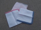 Vintage Linen Handkerchief Lot Of 3 Lace Edges