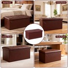 30  Storage Bench 80l For Bedroom Hallway Faux Leather W  Foam Padded Seat Brown