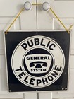Vintage General System Public Telephone 12x12 Double Sided Metal Sign