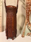 Japanese Ikebana Bamboo Footed Handmade Woven Flower Basket W Handle 15 Inches
