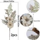 2 Pcs Artificial Christmas Flowers Poinsettia Golden Velvet Berries Winter