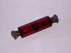  Victorian Red Glass Scent Bottle Ornate Silver-tone Mounts Uk C 1800s