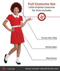 Girls Annie Costume   Wig S - Xl Kids Musical Tv Little Orphan Dress Halloween