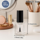 10pcs 5ml Square Clear Nail Polish Bottles With Black Caps And Brushes Empty Ref