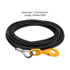 Winch Cable Steel Core Wire Rope 1 2 x100ft 4409lb Self Lock Swivel Hook New