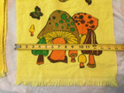 Vintage 70s Cannon Merry Mushroom Hand Towel Yellow Fringe Retro 15  X 30 