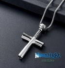 New Baseball Bat Cross Cremation Urn Keepsake Ash Silver Memorial Necklace