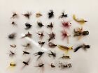 Lot Of 33 Vintage Hand-tied Fly Fishing Flies With Clear Box Bugs Poppers 