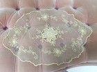 Antique French Tambour Lace Table Runner Cotton Netting  a1