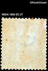 India 1866 Sc 27 Queen Victoria Slate 6a8p Mhr Fine
