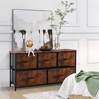 Elegant 5 Drawer Storage Dresser Fabric Drawers With Wood Top For Bedroom
