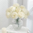 12 Pcs Artificial Silk Ivory Peony Flowers With Stems - 8 Inch Fake Peony Bou   