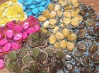 Applique 2 5  Scallop Flower Hand Sewn Oval Drops Beads Sequins 1pc