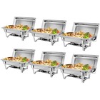 6 Pack 8 Qt Stainless Steel Chafer Dishes Full Size Water Food Pan Fuel Holder