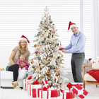 4-9ft Pre-lit Snow Flocked Fir Christmas Tree Skinny Pencil Artificial Xmas Tree
