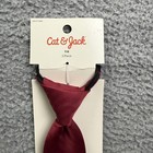 Cat   Jack Necktie Boys One Size Red Herringbone Zipper Tie Recycled Polyester