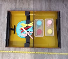 Vtg  1960s Childs Plaid Picni - Table Picnic Set W  Plastic Dishes   Silverware 