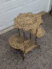 Victorian Cast Iron Plant Stand  Multi Platform  Gold Finish  Ornate W  Cherubs