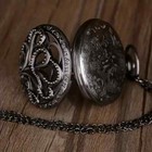 Vintage Octopus Hollow Quartz Pocket Watch Steampunk Black Pocket Watch With Nec