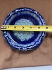 Down 2 Earth Pottery Blue Geode Look Crackle Glass Ashtray Trinket Ring Dish Usa