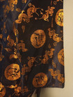 Vintage  Asian Oriental 100  Silk Komono Style Black Gold Dragon Xl Jacket