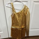 Weissman Women s Gold One Shoulder Sequin Fringe Dance Costume Leotard