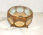 Vintage Ormolu Vanity Jewelry Casket Footed Beveled Glass 8  Stylebuilt