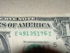 2013  1 Dollar Odometer Note Elevated  6 Printing Error  Serial  e49135176i