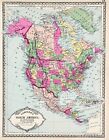 1887 North America Map United States Original  12x9  Railroads